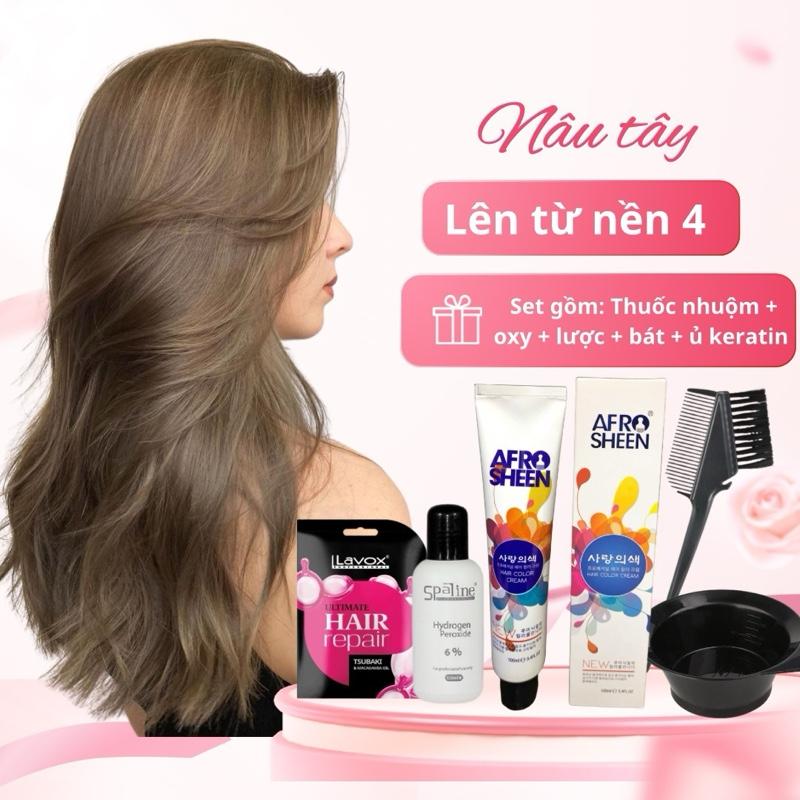 Combo nhuộm tóc Hàn Quốc cao cấp tặng kèm bát lược và keratin 6