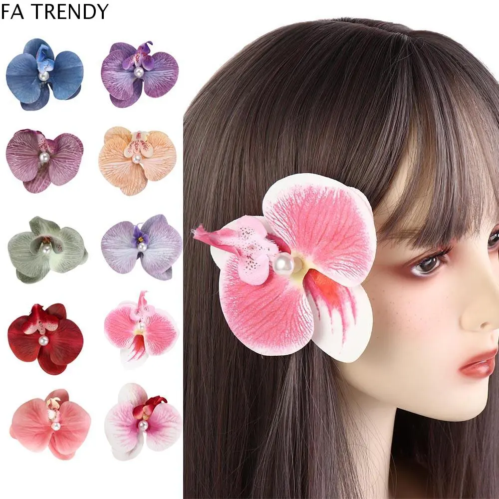 FA TRENDY Sweet Cloth Flower Hair Clip Butterfly Orchid Orchid Flower Hairpin Female Hair Accessories Bohemian Style Girl Hair Clip Girl