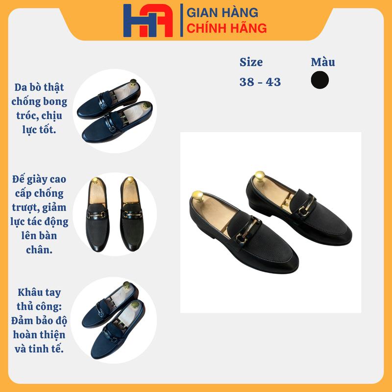 Giày Lười Nam Da Bò Họa Tiết Trẻ Trung, Nam Tính – Đế Cao Su Khâu Tay Thủ Công 7