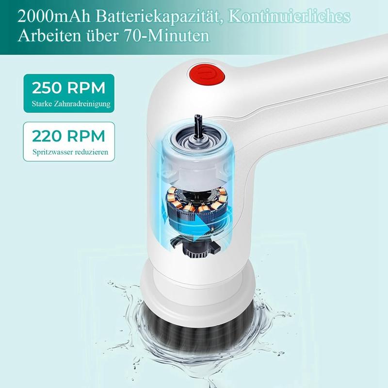 Electric Cleaning Brush, Electric Scrubber, Cleaning Device with 7 Replaceable Cleaning Heads, Rotary Scrubber 3