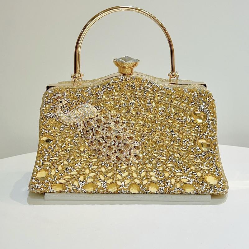 Túi Xách Dự Tiệc Hoạ Tiết Con Công Đá Sang Trọng- Túi xách nữ đẹp size to làm sui, đi tiệc mang áo dài cho Mẹ, Bà. Bag Nữ Hoa Đinh