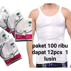 PAKET 100 ribu dapat 12 PCS ( 1 LUSIN ) Kaos Dalam Pria Singlet Pria Laki Laki Kaos Kutang Pria Singlet Pria dewasa remaja salur Katun Fit