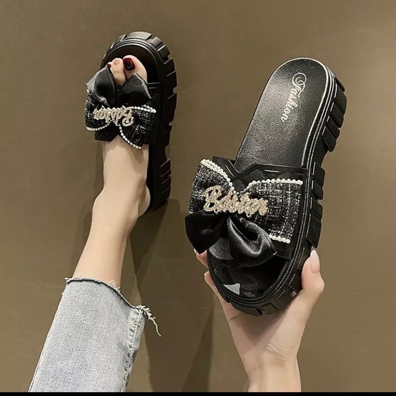  Dép Sandal Đế Dày Đính Nơ Thời Trang Mùa Hè Cho Nữ 