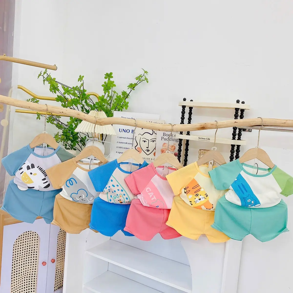 Combo 5 bộ tay ngắn thun tăm cho bé- quần áo đi học đi chơi cho bé Gift Set baby Sandal Bikini