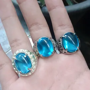 batu cincin biru topaz Laki-laki