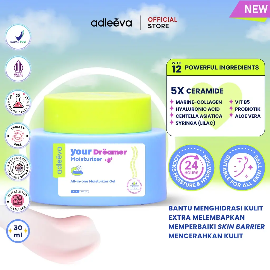 Moisturizer Adleeva Your Dreamer Moisturizer - All In One Moisturizer Gel Netto : 30 Gr