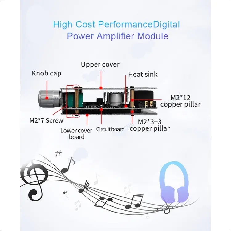 ZK-MT21 Bộ Khuếch Đại Công Suất Âm Thanh Bluetooth TPA3116 2.1 Kênh Bluetooth 5.0 50WX2 Công Suất 100W - Phụ Kiện Earphone Phụ Kiện Earphone Nghe Nhạc Mixer【Flash Deal COD】 5