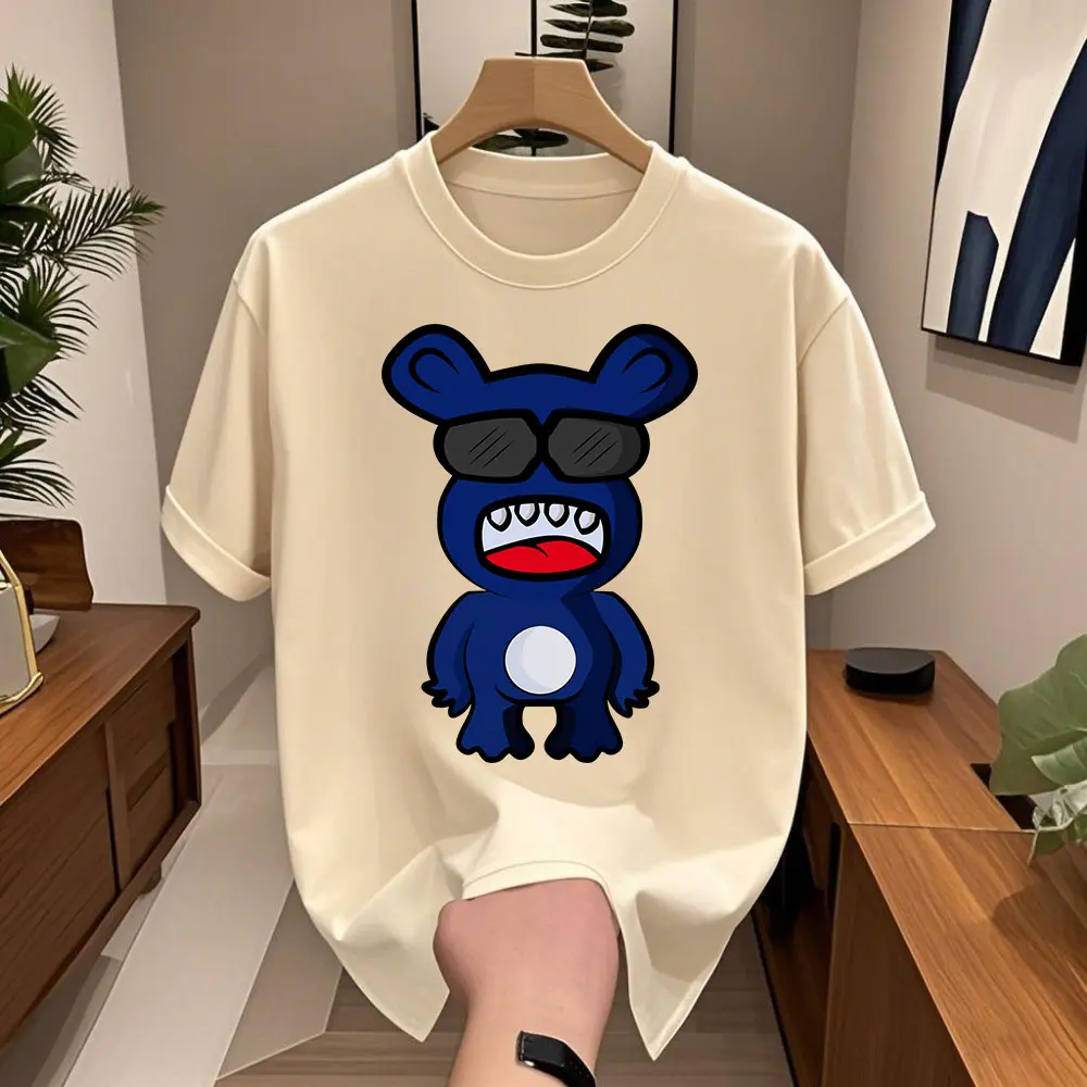 Áo Thun Cotton Ngắn Tay Dáng Rộng Màu Trắng, Thích Hợp Cho Bé Trai Và Bé Gái, Thời Trang Xuân Hè, Cổ Thuyền In Hình, Áo Dễ Phối Đồ Phong Cách Hợp Xu hướng