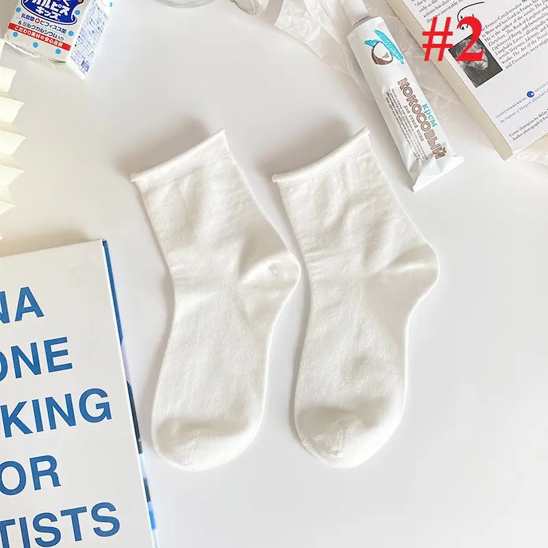 Tất cổ cao, vớ cổ cao nữ trắng vải cotton M08 3