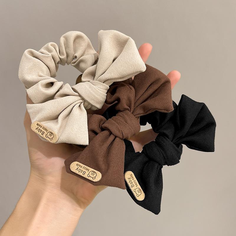 Cột tóc scrunchies thắt nơ vải bản cotton to gấu hàn quốc S60