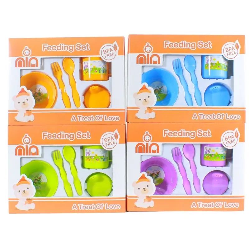 Feeding Nia Kecil - Tempat Peralatan Makan Bayi dengan Sendok dan Garpu 0