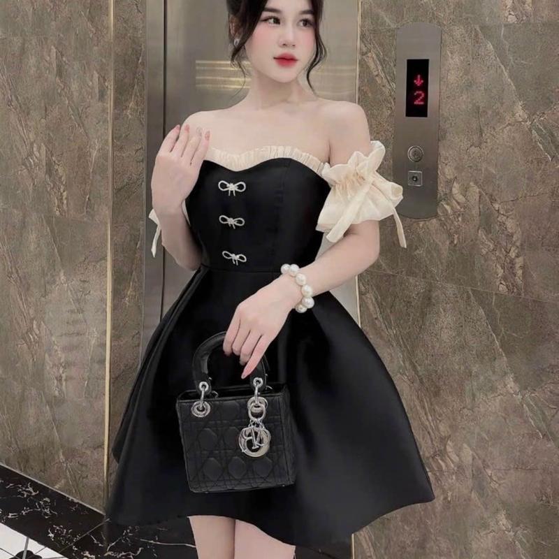  ĐẦM XÒE TAFTA CÚP NGỰC PHỐI VOAN  tặng tag đá  KHANHSVY STORE 21352 