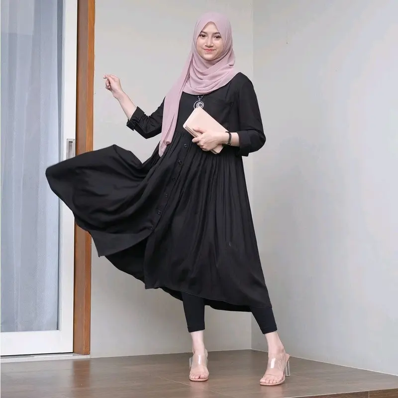 Baju Tunik Wanita Muslim Katun Rayon  Atasan  Cewek Kain halus 1