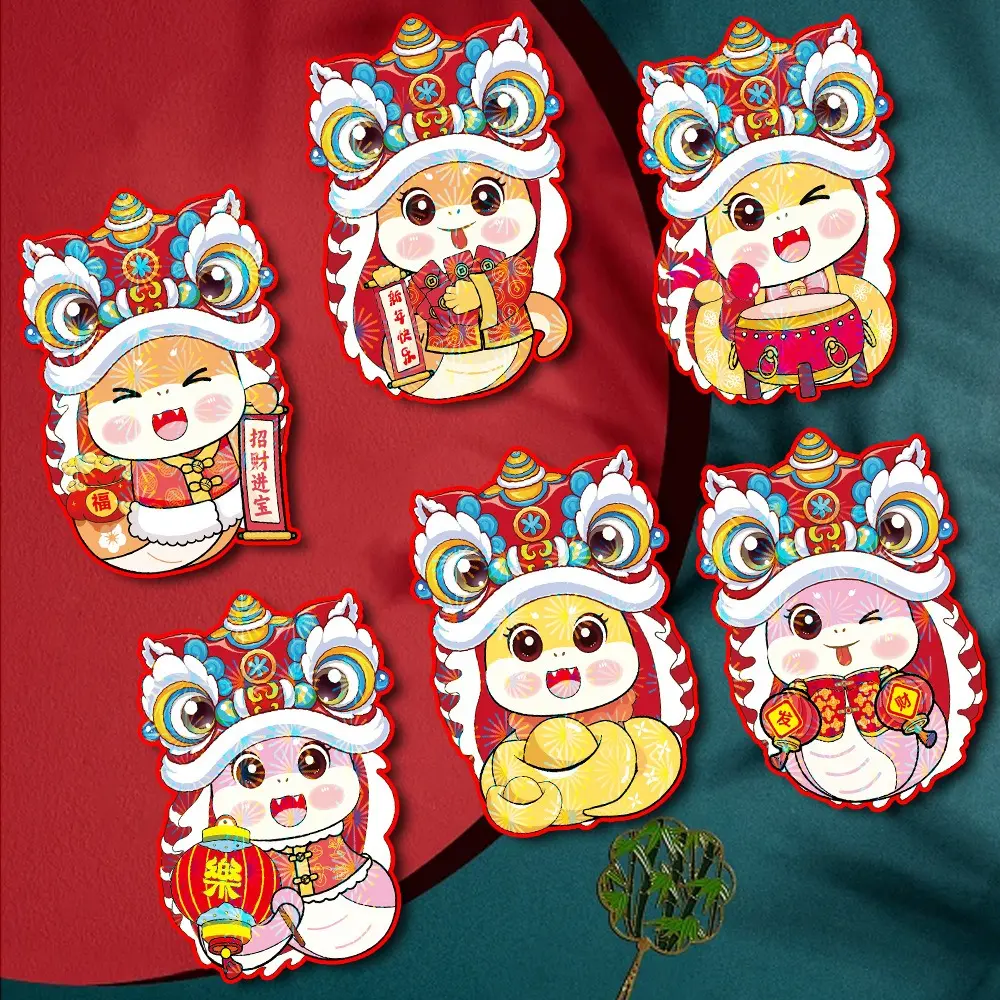 6Pcs/Set Money Pouches Creative Snake Year Laser Red Envelope Chinese Style Funny Money Pockets Traditional Blessing Packets Gifts