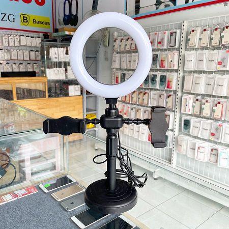 Đèn livestream 2 kẹp điện thoại đường kính đèn 16cm