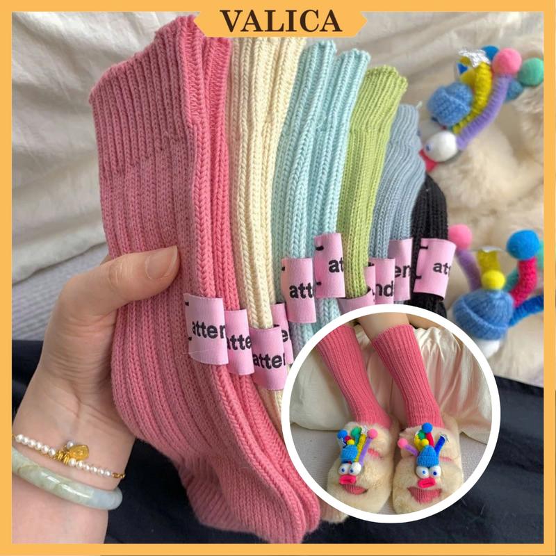 Tất nữ cổ cao len tăm giữ ấm - Vớ unisex chất giữ nhiệt, màu sắc pastel cute VALICA T552 Xmas & Tết 2025 Cotton Voi tất 1