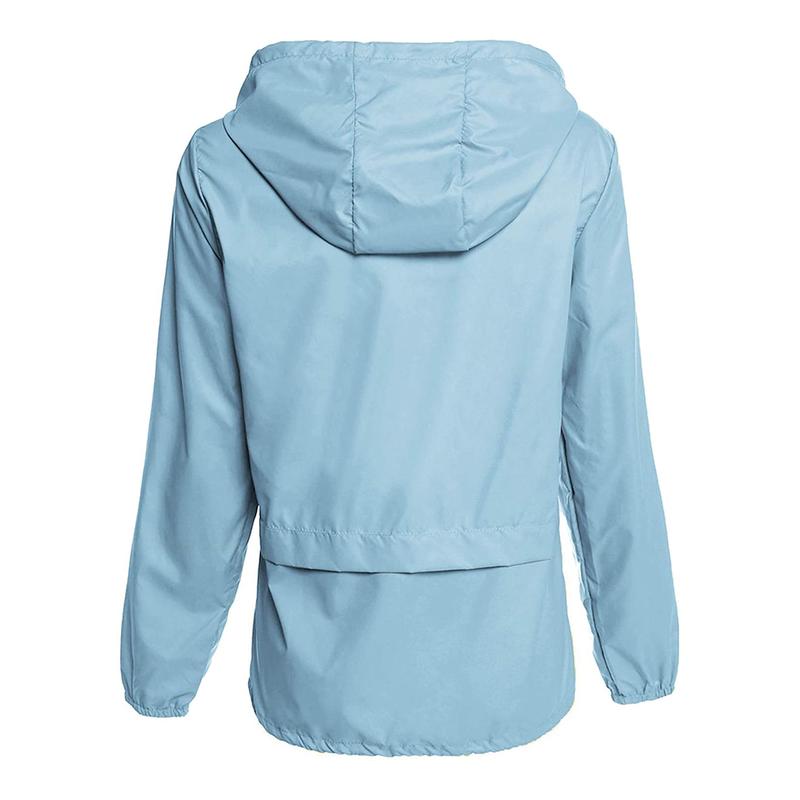 Product Introduction of Women Packable Rain Jacket, Outdoor Hooded Windbreaker with Adjustable Drawstring 36
