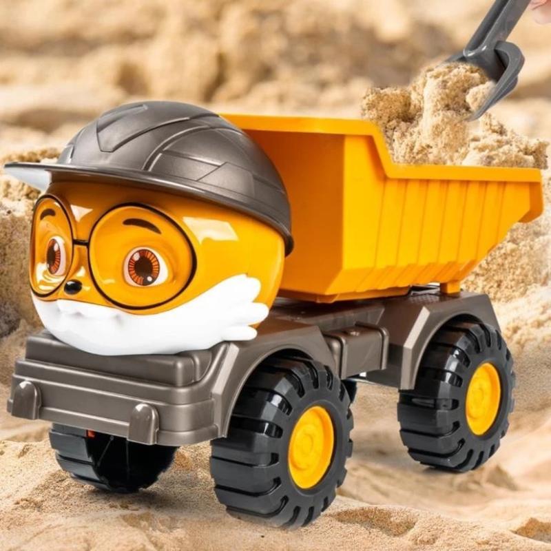 Xe đồ chơi, Xe ben chở cát, Xe móc, xe cần cẩu công trình, xe trộn bê tông cỡ lớn mô hình nhân vật Sóc Sushop 4