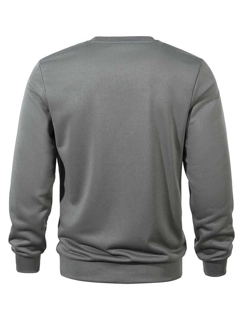 Product Introduction of Men's Letter Print Round Neck Sweatshirt, Regular Fit Casual Long Sleeve Crew Neck Pullover for Fall & Winter, Fashion Men's Top for Daily Wear 8