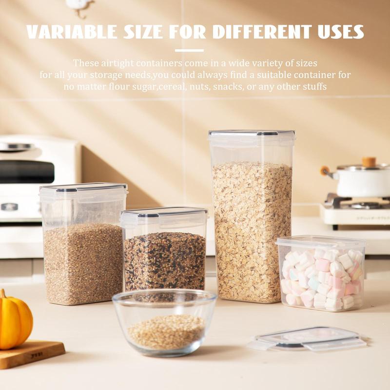 Food Storage Container with Lid, 3/4/6 Counts Food Storage Box with Label Sticker and Marker, Kitchen Food Storage Organizer for Flour, Sugar, Grain, Snack and Dry Food 7