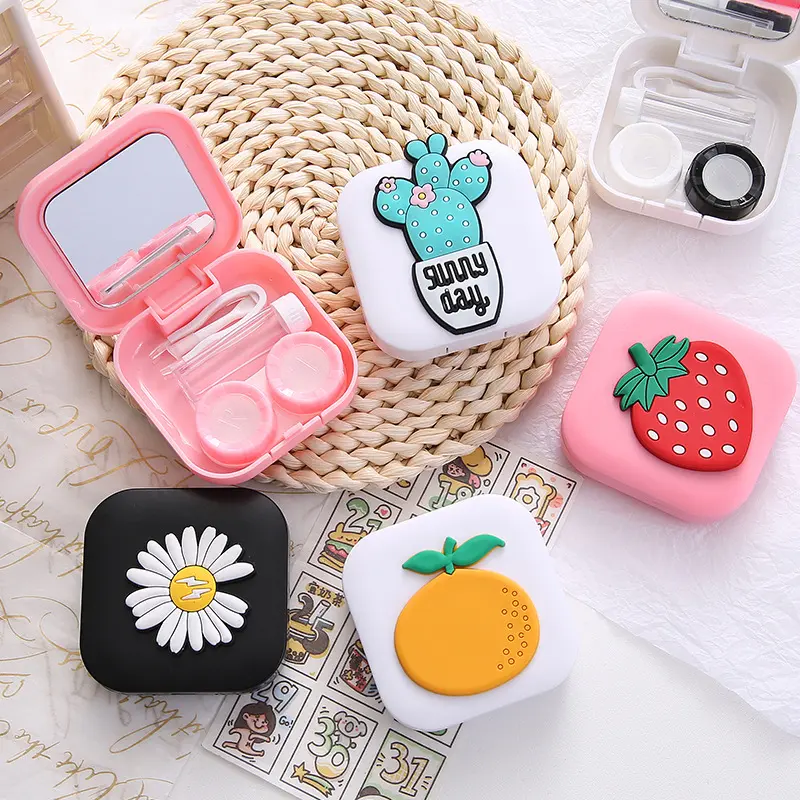 BISA COD 5464 Kotak Tempat Lensa Mata /  Cermin Kecil / Tempat Penyimpanan Lensa Kontak Mata Travel Motif / Contact Lens Eye Softlens Soflens