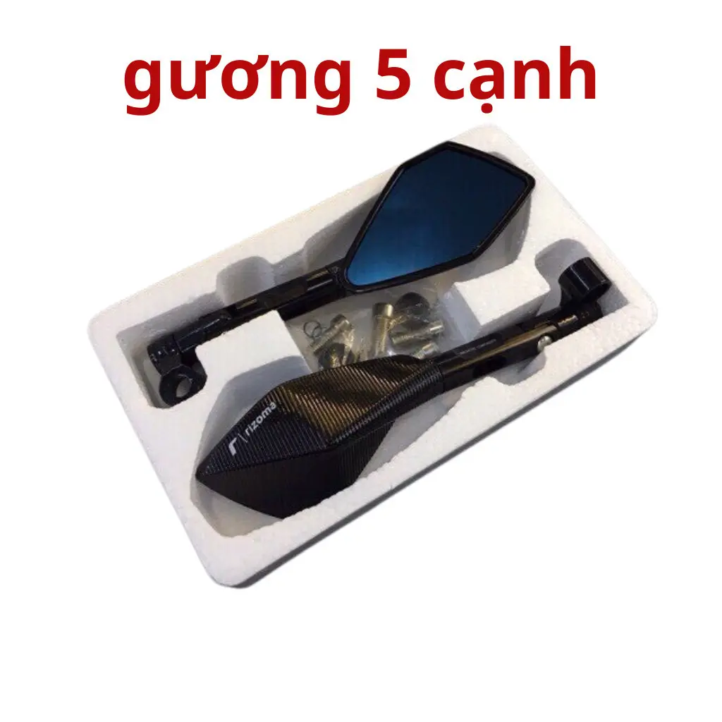 Gương 5 cạnh rizoma xoay gập 360 độ gắn xe máy như wave, sirius, exciter, winner, lead mặt gương chống chói