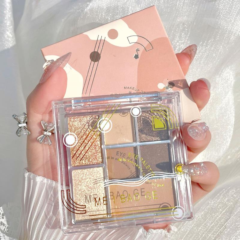 Product Introduction of Meibaoge New Color Listing Shimmer Transparent Seven Colors Eye Shadow Plate Earth Color Shimmer Matte Makeup Ins Eye Shadow 60