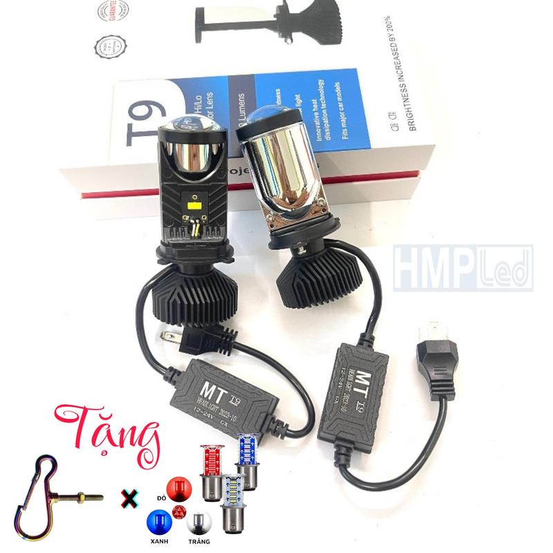 [ Mua Đèn Tặng Bóng Hậu Đuổi AuDi + Móc Treo Titan ] Bóng Đèn Led Pha Bi Cầu  Mini T9 Pro 45W Gắn Như Zin Cho Các Dòng Xe Máy, Oto Chân H4 Bảo Hành 12 Tháng ( Giá 1 Chiếc )
