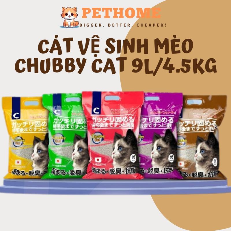Cát Vệ Sinh Cho Mèo Chubby Cat 9L Cát Mèo Túi Lớn 4.5Kg Siêu Vón Cục Ít Bụi Và Khử Mùi Tốt