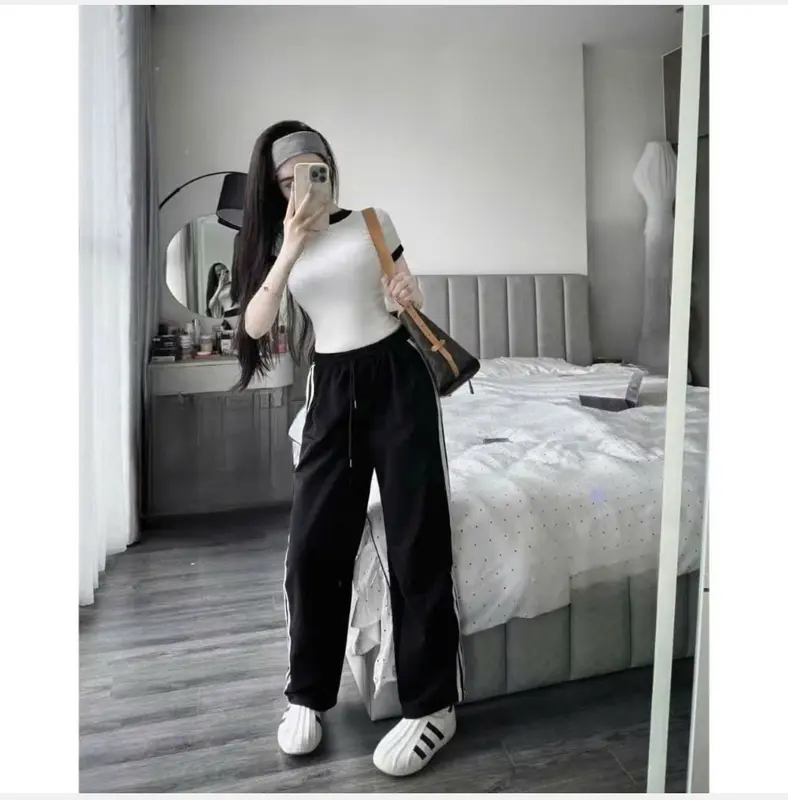 Sét bộ áo cộc BASIC cổ tròn quần xuông chạy viền - Bông xinhne 2