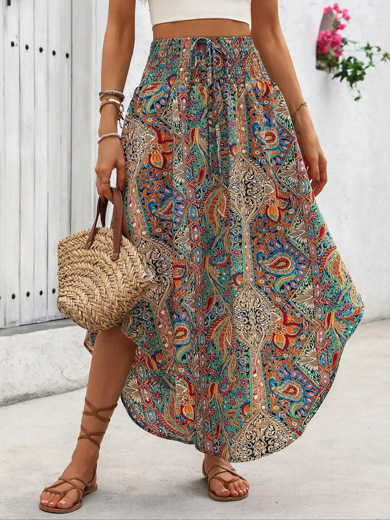 Women's All Over Print Skirt, Boho Fashion Casual Skirt for Daily Holiday Vacation Wear, Ladies Bottoms for All Seasons
