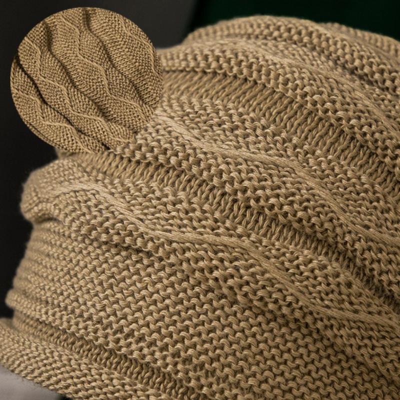 Product Introduction of Casual Solid Color Knitted Hat Oversized Warm Cuffed Cap Soft Baggy Ski Caps Unisex 11