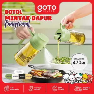 Goto [COD] Ligo Oil Jar Tempat Minyak Goreng Botol Kaca Spray 2 In 1