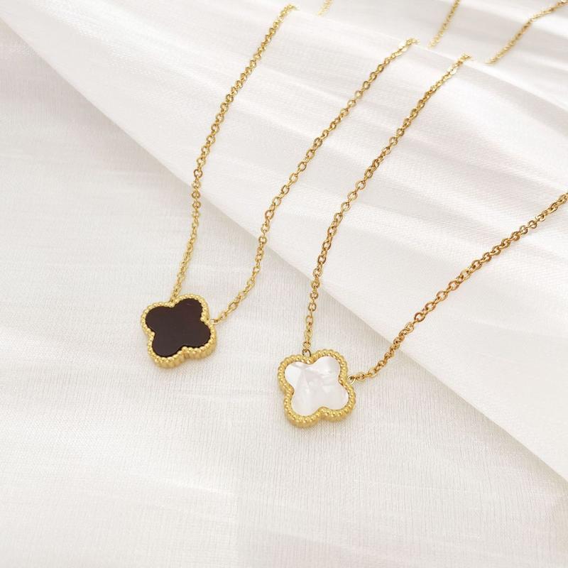 Product Introduction of สร้อยคอฟางดอกไม้สี่ใบ เรียบง่าย ทันสมัย ขายดี ไม่ซีดจาง ทำจากเหล็กไททาเนียม หรูหรา เหมาะสำหรับเป็นของขวัญสำหรับเด็กผู้หญิงและผู้หญิง ราคาไม่แพง สไตล์หวาน 5
