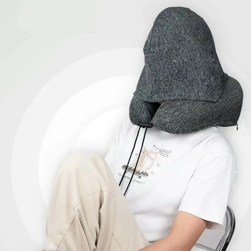 Neck pillow Bantal Leher Dewasa Bantal Leher Mobil Foldable U-Hooded Kupluk Bantal Leher Dewasa 2in1 3