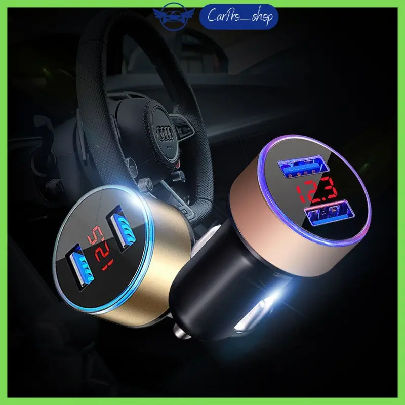 Tẩu sạc nhanh ô tô, sạc oto xe hơi 2 cổng USB có đèn hiển thị vôn Phụ Kiện 4