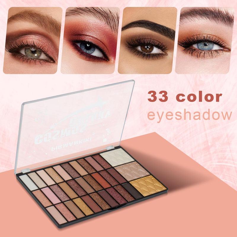 Product Introduction of 33 Colors Eyeshadow Palette & Brush Set, 1 Set Professional Makeup Kit for Women, Multi-use Makeup Products for All Styles and Occasions, Cosmetic 6