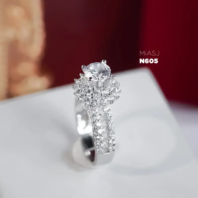 N605 - Nhẫn bạc Ý S925 nữ  đính đá hột cao cấp MiASJ | MiASJ Mi.A Trang sức bạc nhẫn  bạc 5
