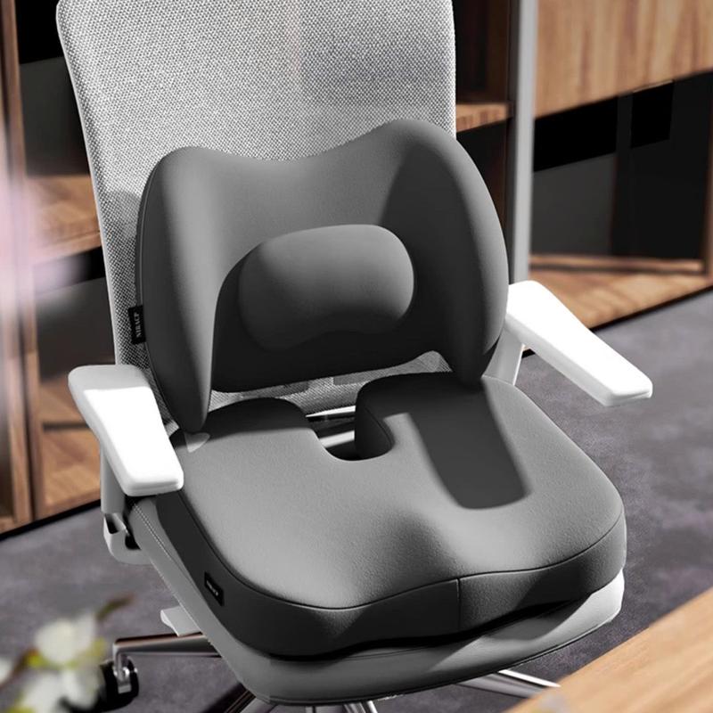 Bộ Gối Tựa Lưng Và Đệm Lót Ghế Văn Phòng, Giảm Đau Mỏi Chống Gù Lưng Hỗ Trợ Phòng Chống Đau Xương Cụt, Trĩ