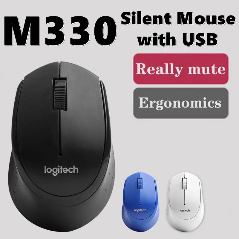 M330 Wireless Mouse Silent Mouse 2.4GHz 1000DPI with USB Receiver USB Optical Mouse
