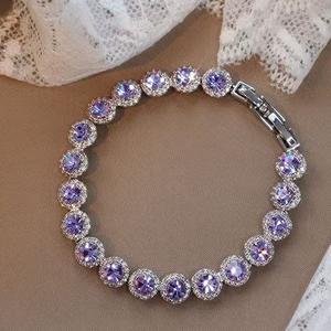 Gelang Tangan Wanita Zirkon, Mewah Tinggi, Serba guna, Gaya Retro Eropah dan Amerika, Personaliti Serba guna, Barang Kemas Berwarna-warni Niche, Mampu Milik Perak Permata Bangles Bracelets