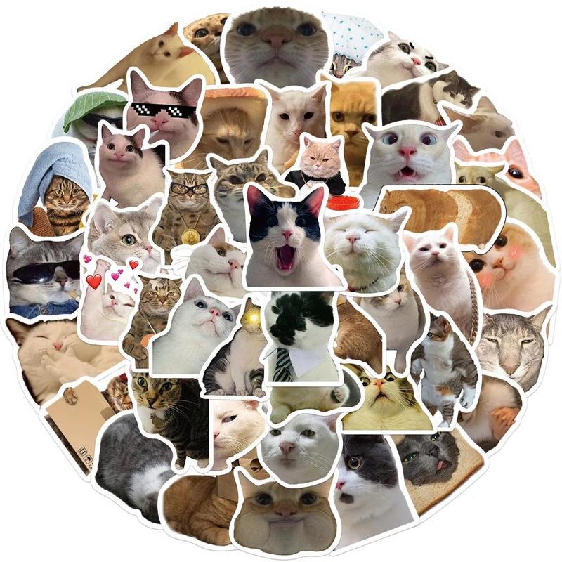 Product Introduction of Cute Cat Pattern DIY Decorative Sticker, Waterproof Cartoon Sticker, Decoration Sticker For Phone Case, Computer, Guitar, Bag, Water Cup, Scrapbook 13