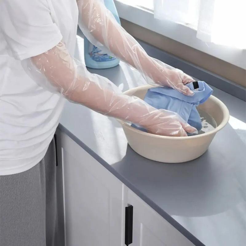 Product Introduction of 10PCS Multifunctional Disposable Gloves Plastic Waterproof Farm Glove Durable Transparent Cleaning Long Gloves 15