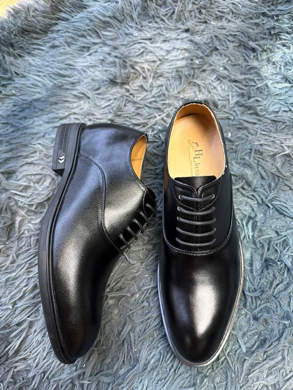 Giày Tây Nam Buộc Dây Tăng Chiều Cao 7cm Đế Ca Su Nhập Lịch Lãm Shoes - Cao Su 1