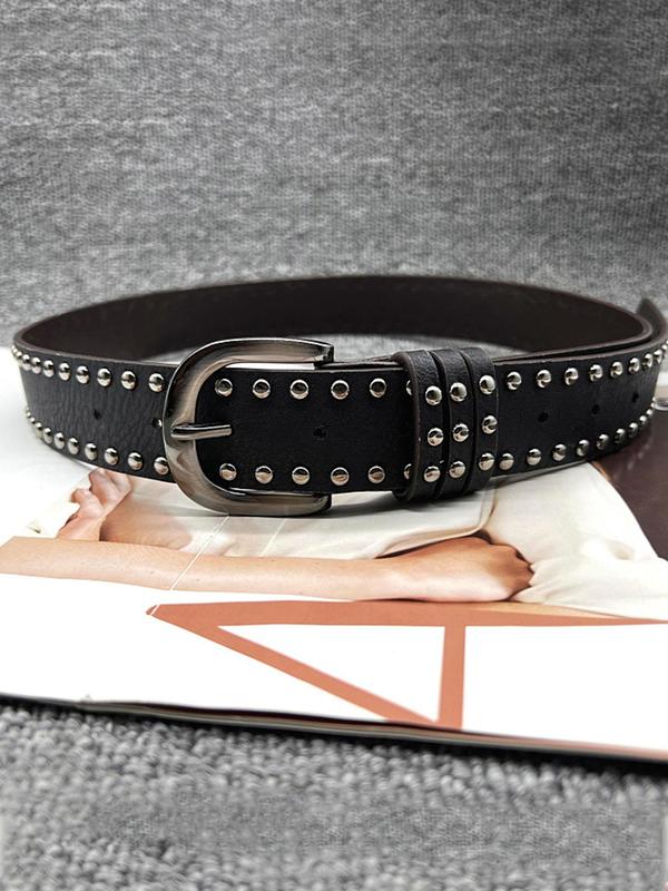 Punk Style Studded Decor Belt, Fashionable Matching Belt for Women & Girls, Trendy All-match & Exquisite Clothes Accessories for Daily & Party Decoration 2