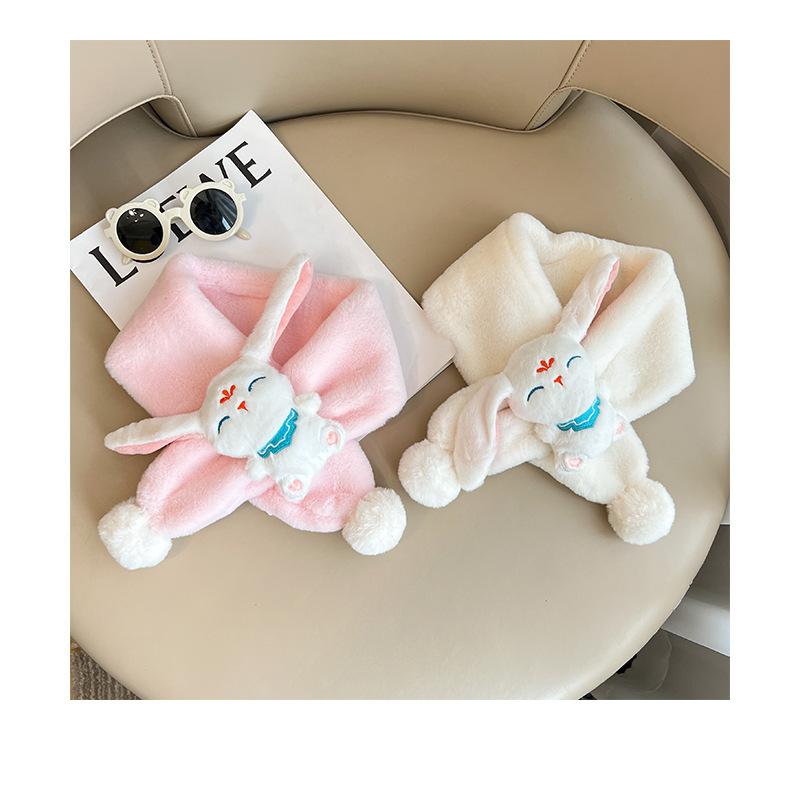 Product Introduction of Spring Chinese Style Rabbit Children's Warm Cartoon Cute Scarf Free Cross Scarf Fur Ball for Boys and Girls 15