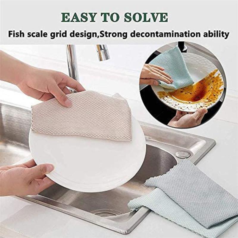 Fish Scale Cleaning Cloth High Absorbent Cleaning Glasses Towel Polish Cloth Kitchen Cleaning Cloth 4