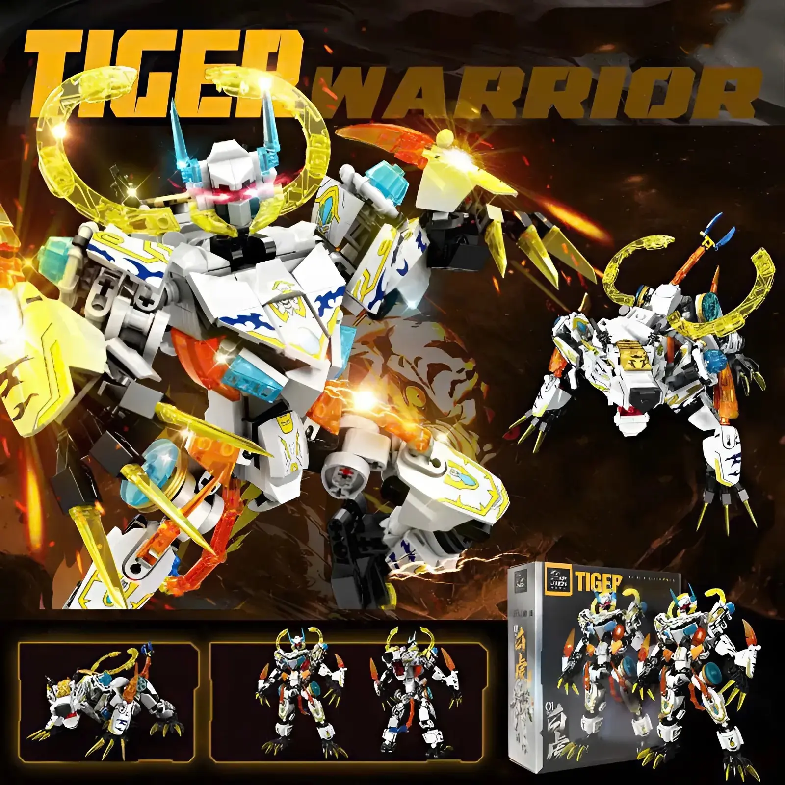 Đồ chơi lắp ráp Robot Tứ Linh Thánh Thú Mecha Xếp Hình Thanh Long, Bạch Hổ, Chu Tước, Tháo Lắp Huyền Vũ biến hình dạng máy móc và siêu thú Toy Bộ Lắp Ráp