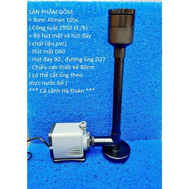 Bơm atman 105s + bộ hút mặt và hút đáy cho bể cá 0
