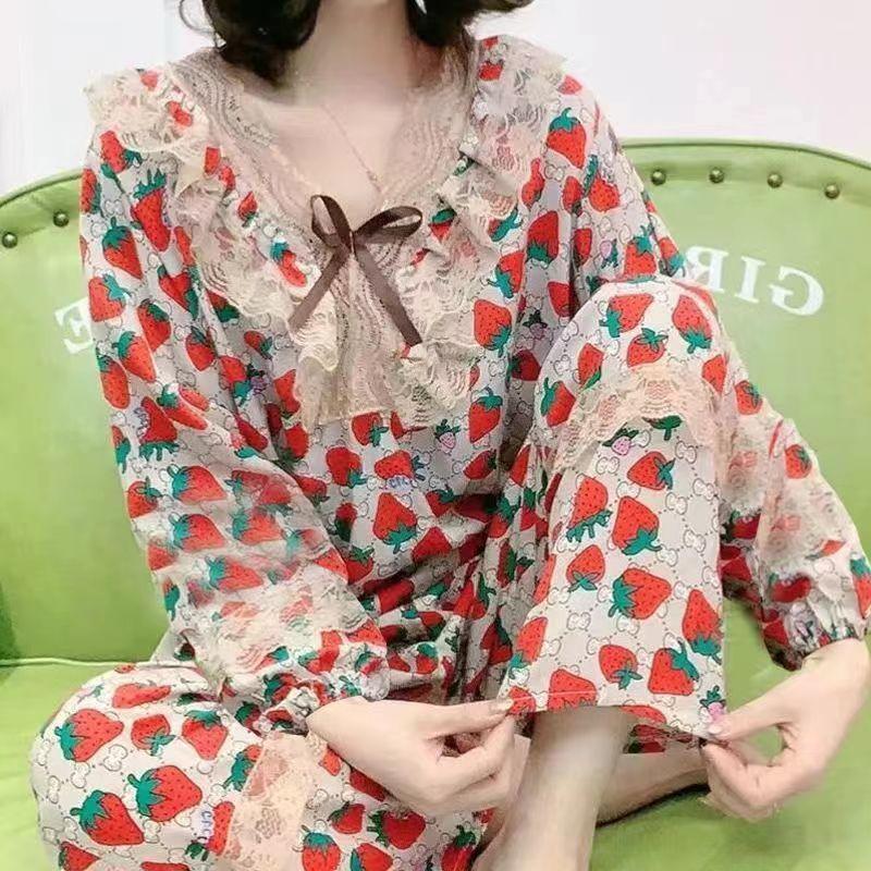 Product Introduction of Bộ Đồ Ngủ Mùa Thu Và Mùa Đông, Dành Cho Nữ, Bộ Đồ Nhung Vàng, Dáng Rộng Vừa Vặn, Thời Trang, Khâu Gợi Cảm, Ren, Ngoại Cỡ, Phong Cách Hàn Quốc, Người Nổi Tiếng Trên Internet, Đồ Mặc Nhà, Hàng Mới Về 8